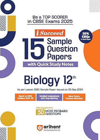 i-Succeed 15 Sample Question Papers for Biology Class 12th I For CBSE Exams 2025